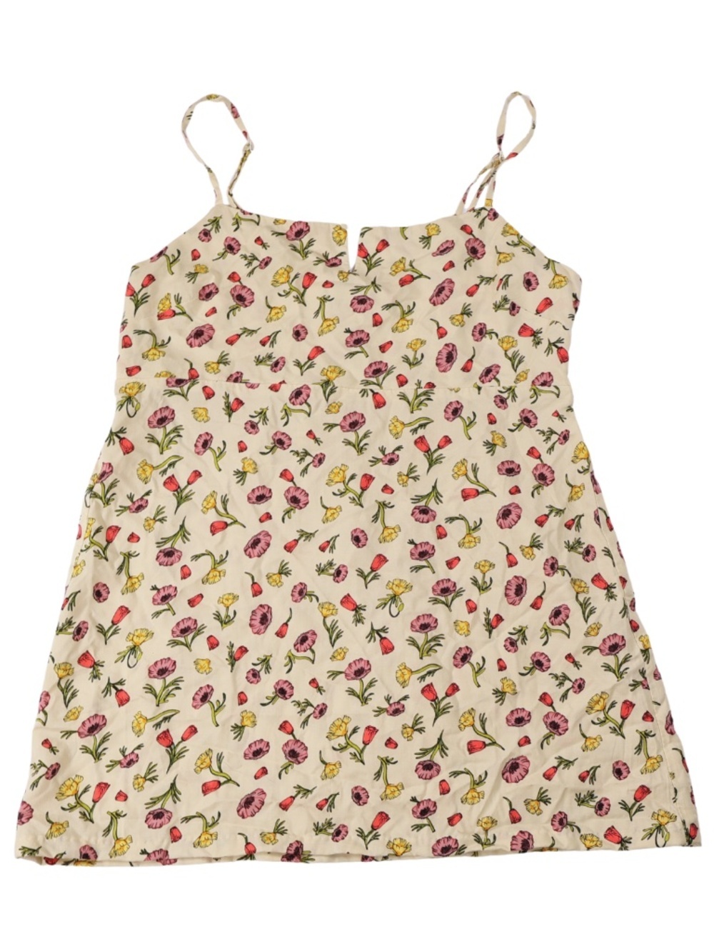 Vans Floral Smocked Cami Tank Top Cottagecore Cream Pink Small